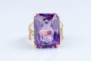 Ring - 18 karaat Geel goud - 21.25ct. tw. Amethist, Nieuw