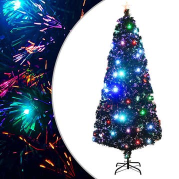 vidaXL Voorverlichte kerstboom met standaard en LED 210 cm, Verzenden