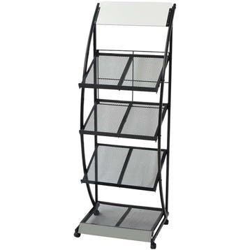 vidaXL Tijdschriftenrek zwart en wit 47x40x134 cm A4, Verzenden