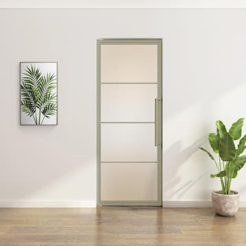 Stalen Taatsdeur - Kiezelgrijs - 4 Vlaks - Matglas, Doe-het-zelf en Bouw, Minder dan 80 cm, Overige typen, Nieuw, Metaal