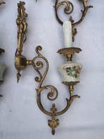 Lampe murale - Laiton, Faïence - 4 appliques murale