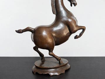 Statue, Leaping Bronze Horse - 21 cm - Bronze