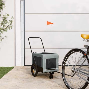 vidaXL Hondenfietstrailer oxford stof en ijzer grijs en, Verzenden, Nieuw