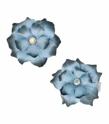 Haarspeld Duckklemmen 6cm – Bloemvorm met Steentje – Grijs –