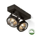 Opbouw spot dimbaar Dubbel AR111 Zwart Incl. LED lamp Dim to, Verzenden