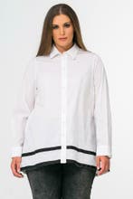 Blouse Mat fashion wit zwarte bies maat 52/54, Verzenden